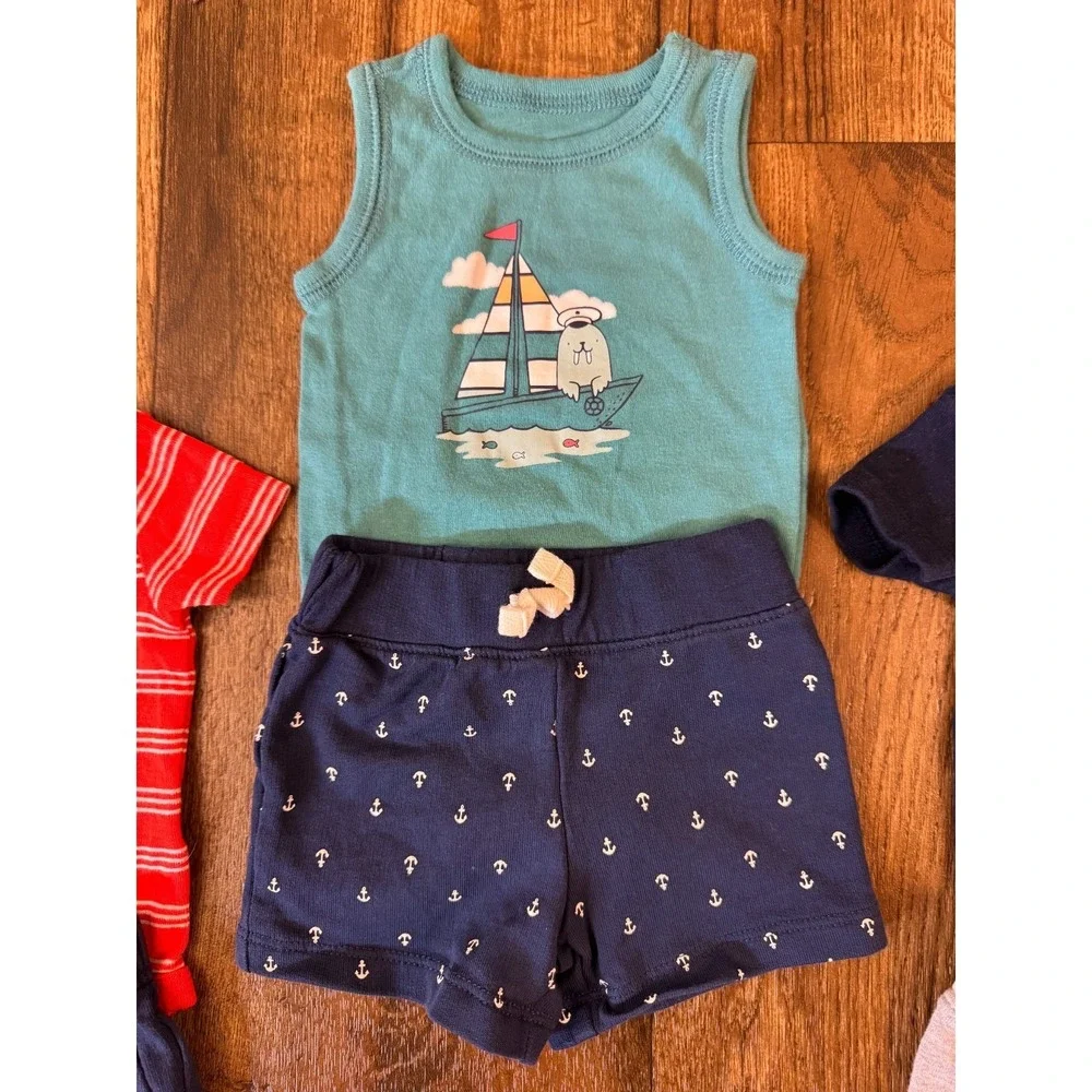 Carter's Boy 3 Months Summer Clothes Lot Outfits Shorts Shirts Bodysuits On Go - Picture 4 of 13